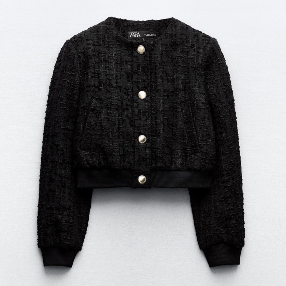 Zara Black Textured Jacket